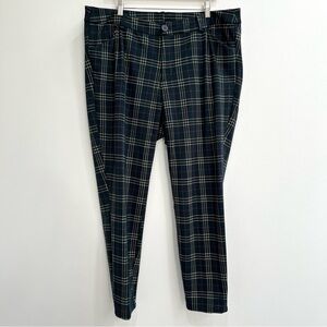 Kut from the kloth hunter green plaid ponte trouser pants stretch women’s 14W